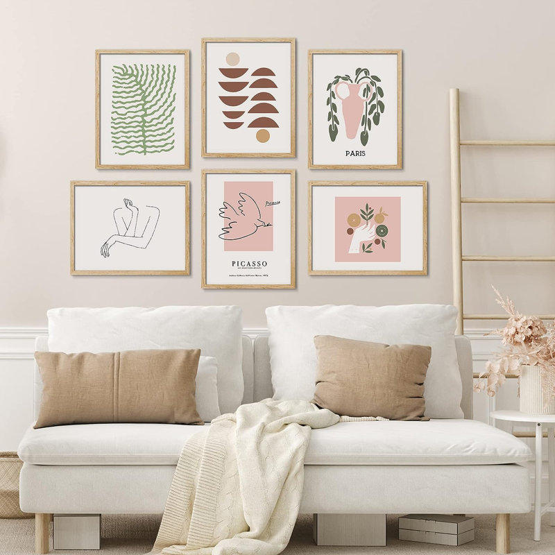 «Matisse Bird & Wild Plant», 6 pièces par Pablo Picasso, H 14 po x l 11 po x P 1 po, Encadré naturel