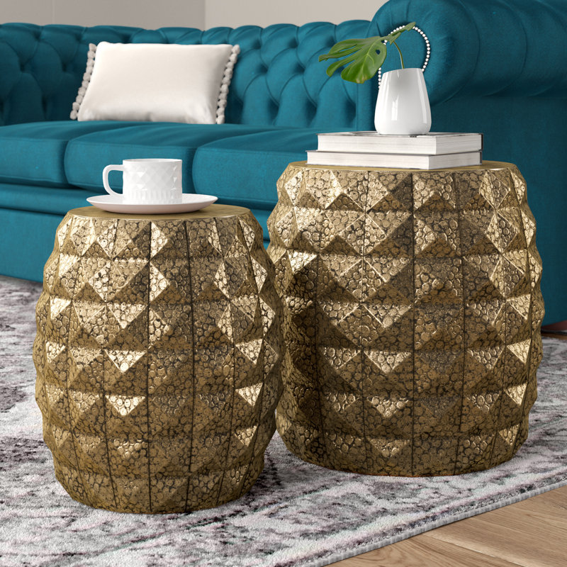 Metal Accent Stool, Gold