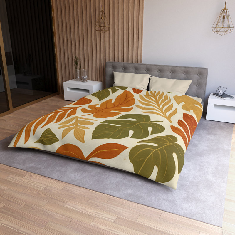 Microfiber Duvet Cover Boho Style, Design 64, Queen Duvet Cover, Cream