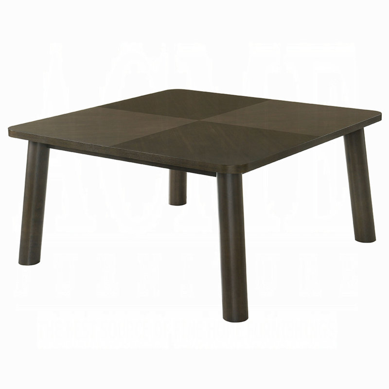 Table de salle à manger Mery, plateau carré 59 po, bois d'hévéa massif noyer brun
