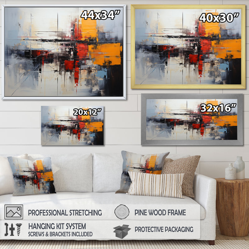 Art asiatique, expression abstraite II - impression, Cadre flottant doré, H 24 po x l 32 po x P 1 po