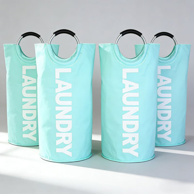 Mint Green,4Pcs,Foldable Laundry Hamper With Handles, Water-Resistant Oxford Fabric Collapsible Storage Basket For Clothes And Garments,Waterproof, Moisture-Proof, Stain-Resistant And Easy To Clean