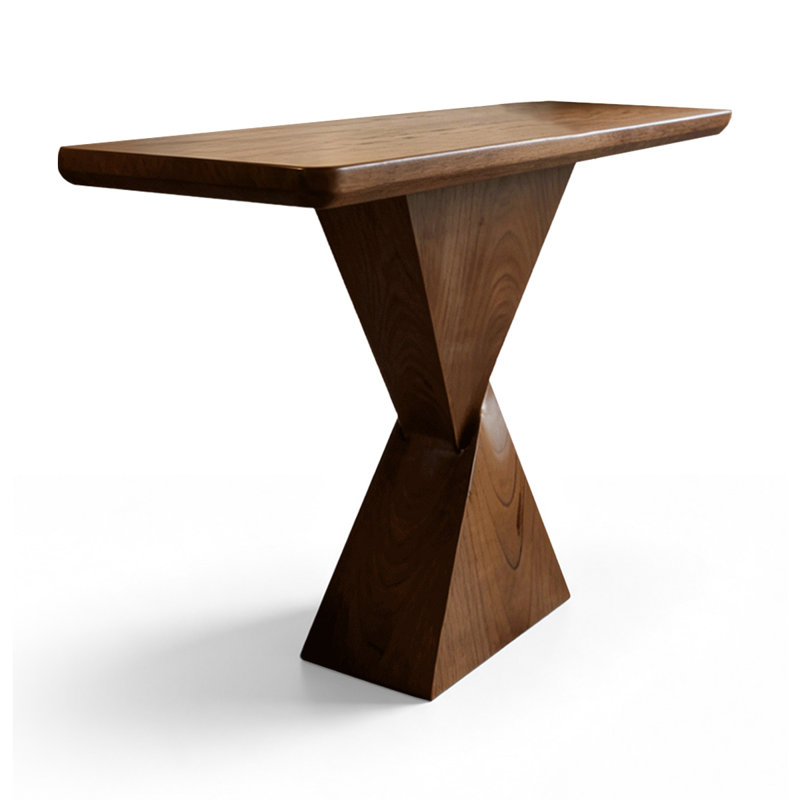 Retro Nut-Brown Solid Wood Console Table, 39.37
