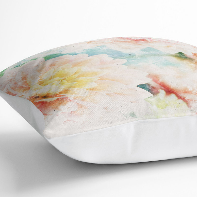 Floral Square Throw Cushion, White, 40cm H x 40cm W x 15cm D