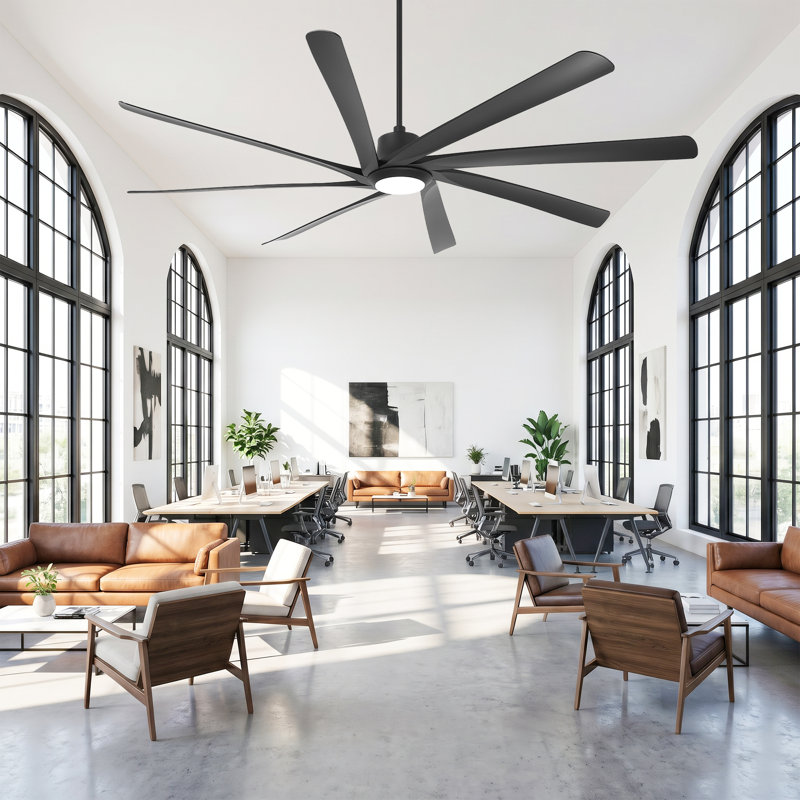 Très grand ventilateur de plafond 100 "à intensité variable avec lumières DEL et télécommande, Noir