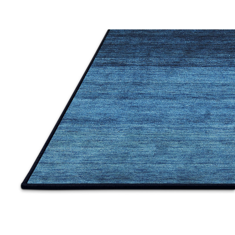 Tapis contemporain noir / bleu, Rectangle 4 pi x 6 pi