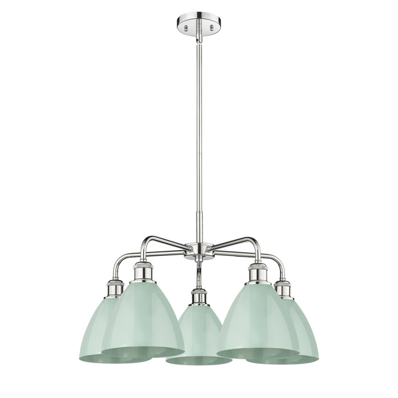 Lustre en dôme à 5 lumières Trickett, Écume de mer, Chrome poli