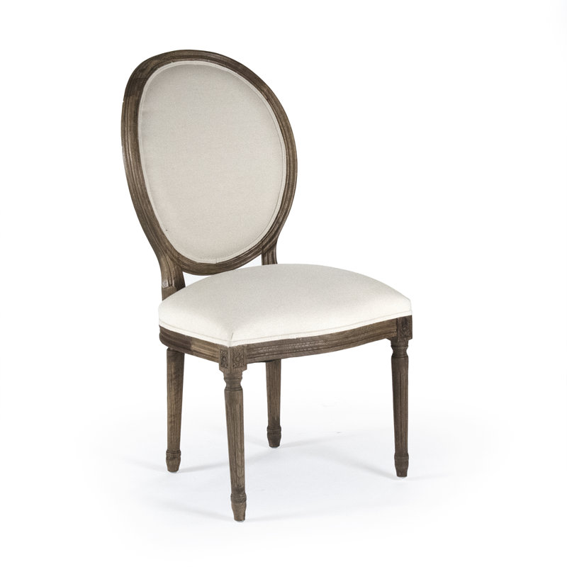 Arvidson Upholstered Dining Chair, Natural Linen, Distressed Olive Green