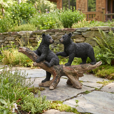Mischievous Black Bear Cubs Statue