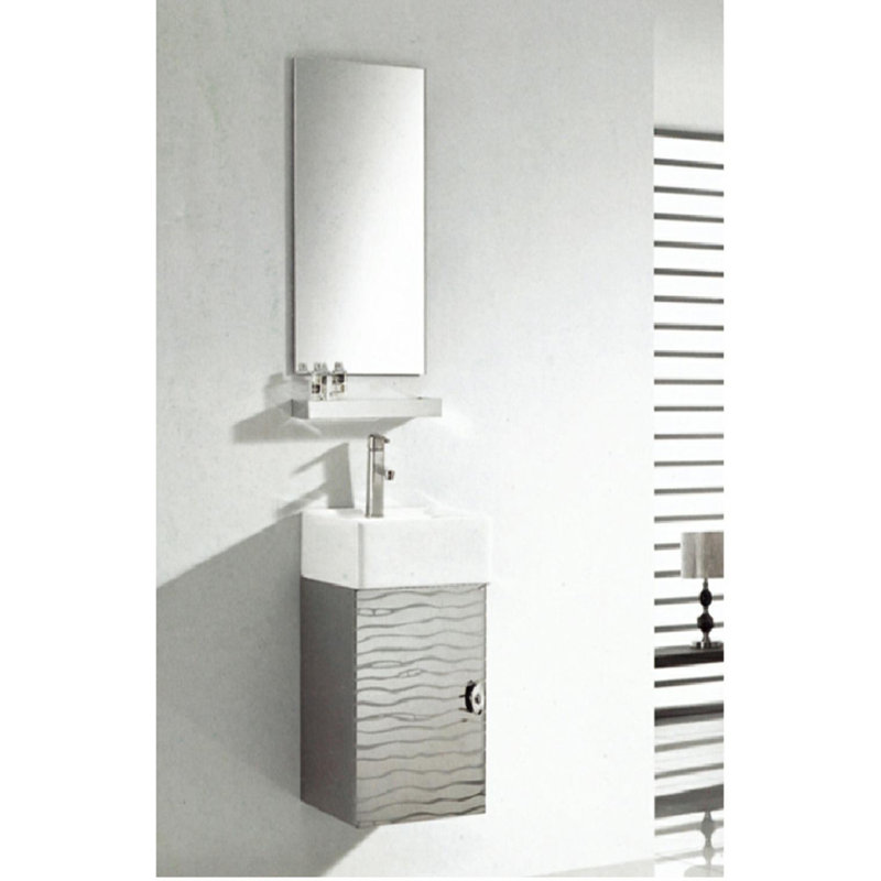 Surface Mount Frameless Mirror with Shelf