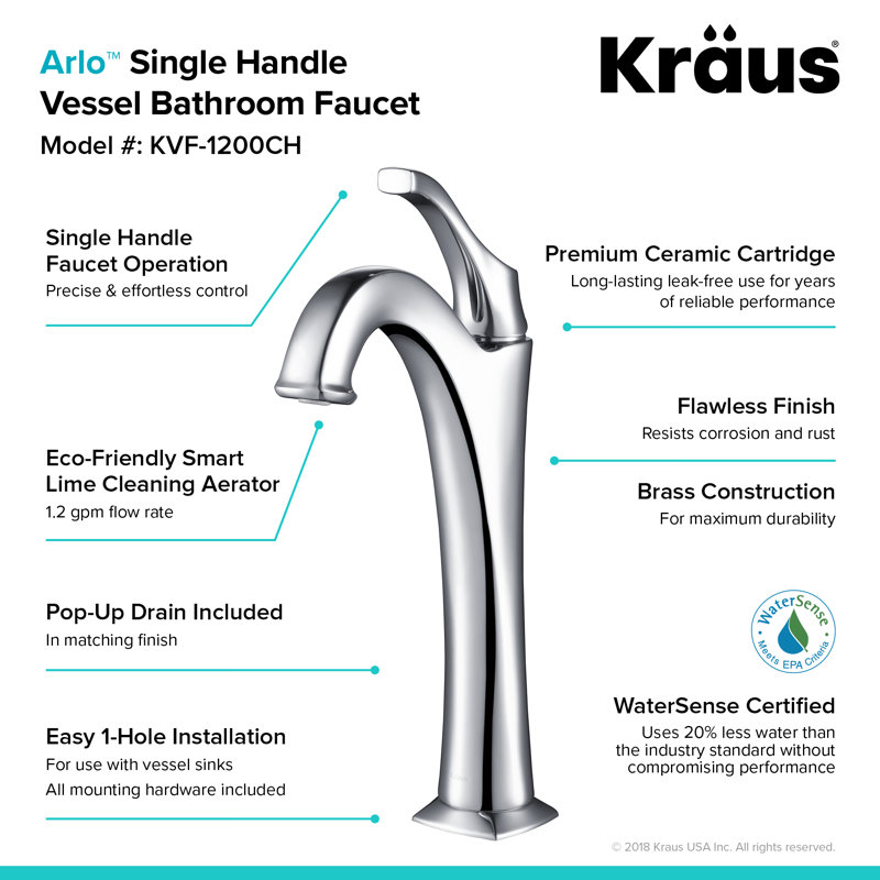 Elavo 14-inch White Ceramic Round Vessel Sink with Chrome Faucet