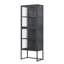 Benvolio 65.35-inch Black Four Door Metal Storage Cabinet with Fluted Clear Doors