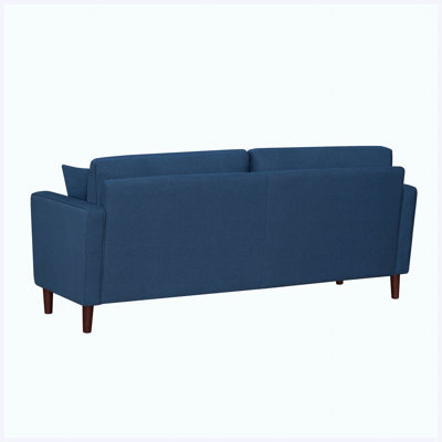 Contemporary 2-Piece Blue Fabric Sofa & Loveseat Set, Plush Tufted Cushions, Living Room Furniture