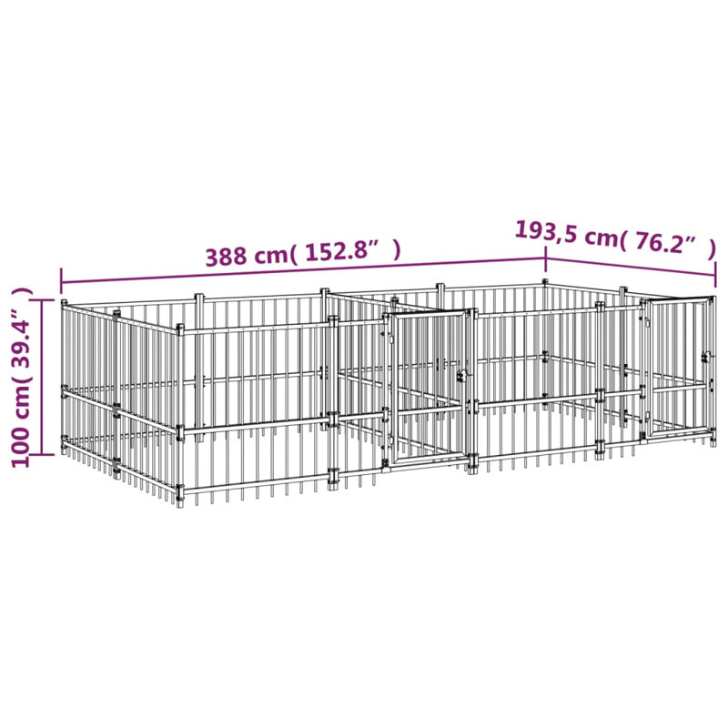 Ferrell Metal Exercise Pen With Door, 100cm H x 193.5cm W x 388cm D