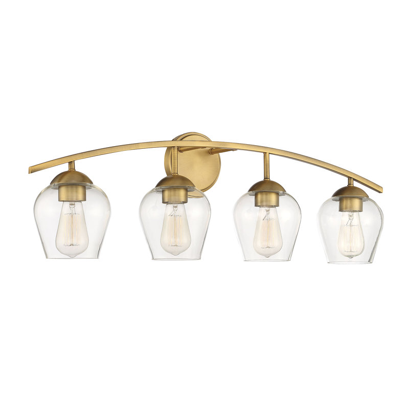 Storrs 4-Light Dimmable Vanity Light in Natural Brass, Natural Brass