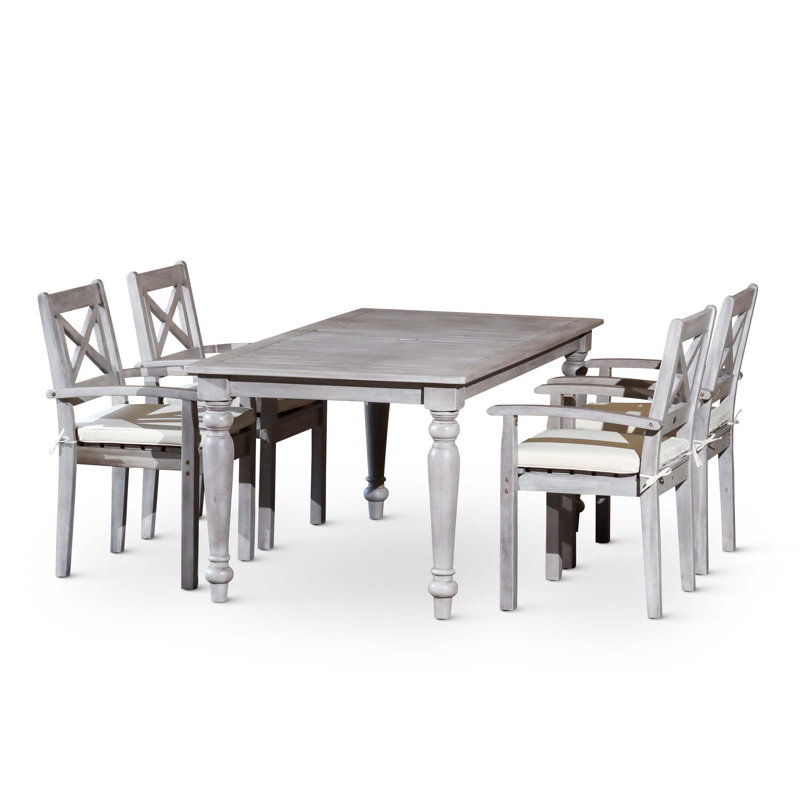 Square Dining Set, 5 Pieces: Table, 4 Chairs, 29.75" H x 71" W x 34.5" D