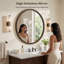 Miroir décoratif rond avec cadre texturé grain de bois, miroir de salle de bain mural-707319139