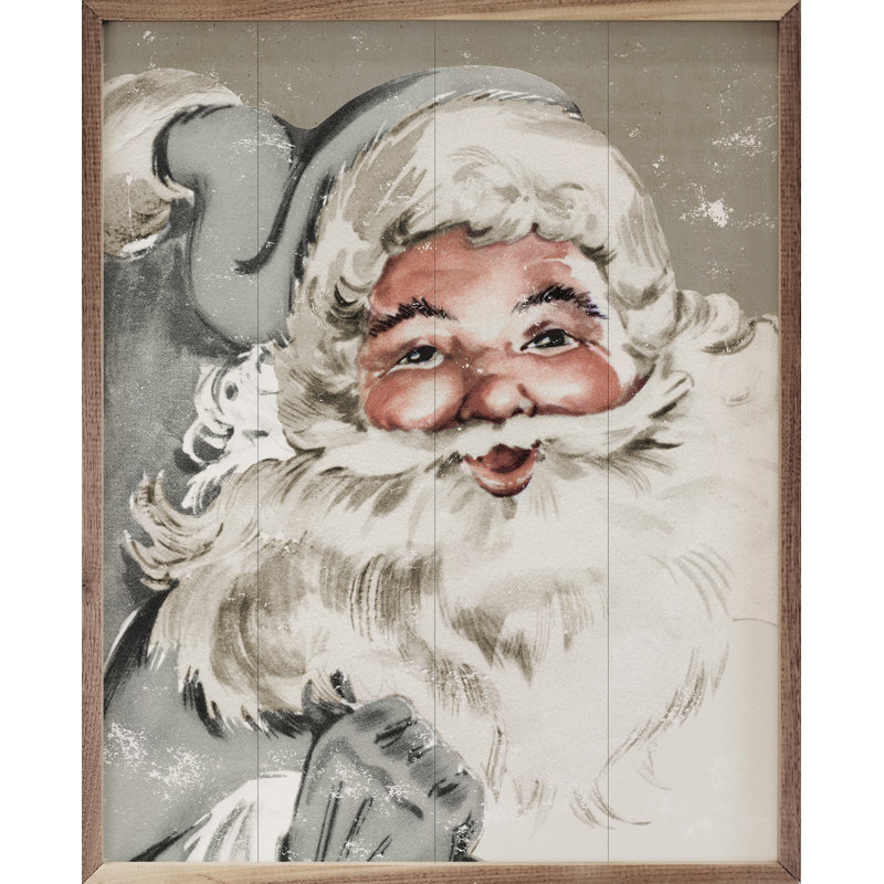 Père Noël en gris, H 10 po x l 8 po