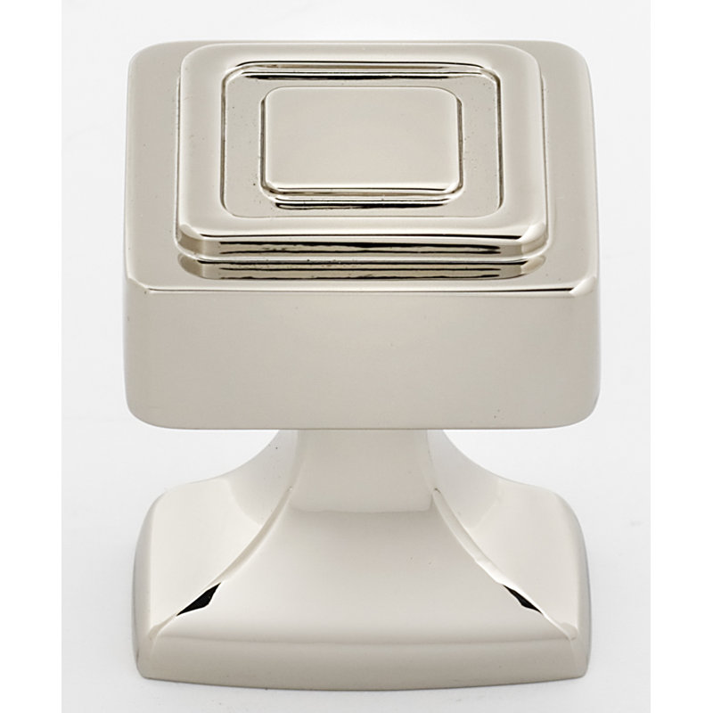 Square Knob, Polished Nickel, 1.38" H x 1.25" W x 1.25" D