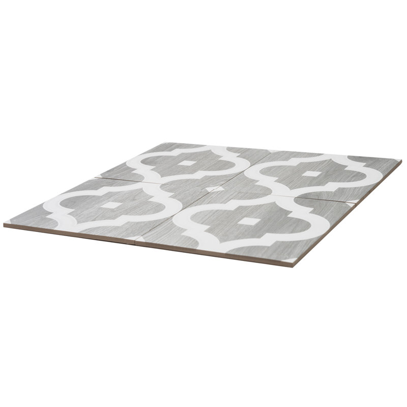 Larissa Deco 10x10 Porcelain Wood Look Wall & Floor Tile, Gray/White