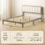 Base de lit plateforme Nordic avec tête de lit tapissier et lattes en bois-159296006