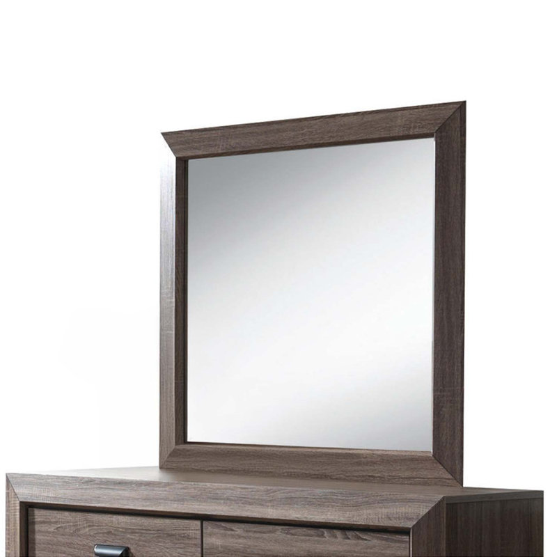 Miroir Lyndon 41 po x 39 po, fini grain de gris vieilli