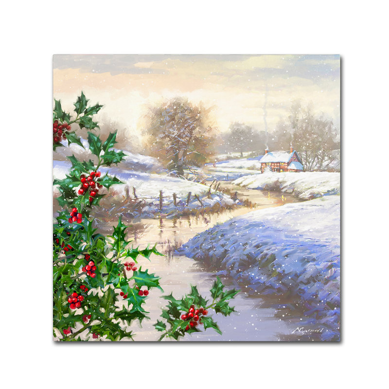 Armand 'Christmas Stream' Print on Canvas, 14" H x 14" W x 2" D