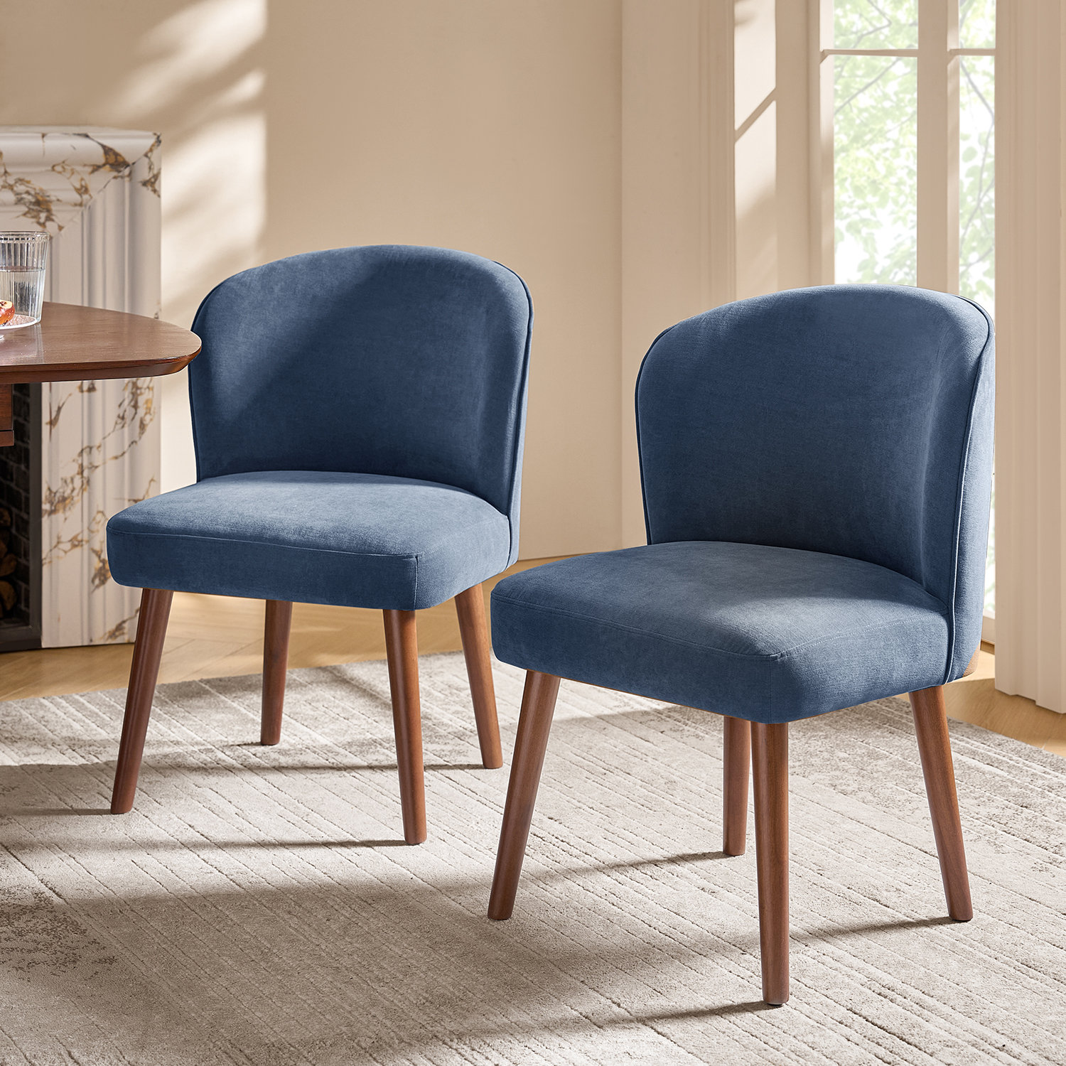 Davia Upholstered Dining Chair, Slate Blue