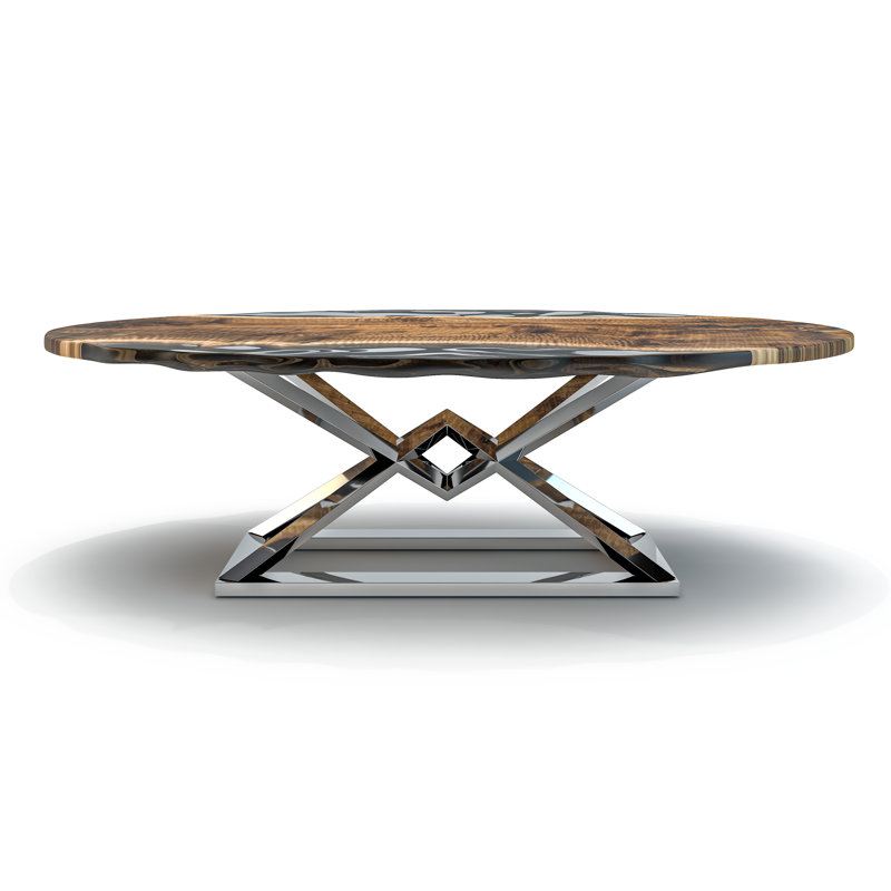 Abruzzo Oval Walnut Wood Dining Table, 29.5"H x 108.3"L x 48"W