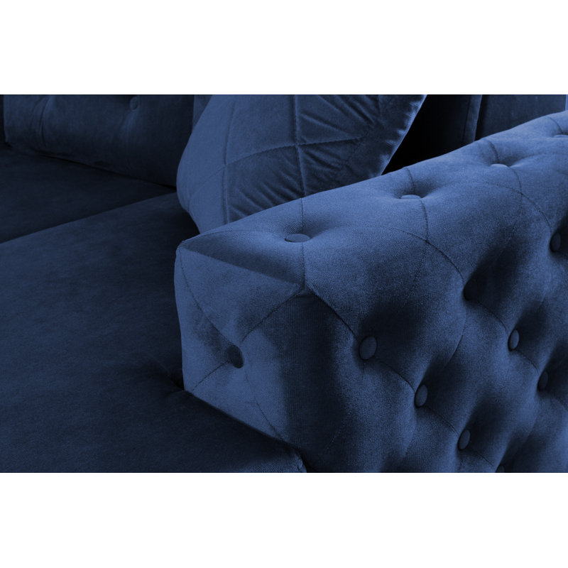 Canapé-lit modulaire en velours Bowdon, Bleu