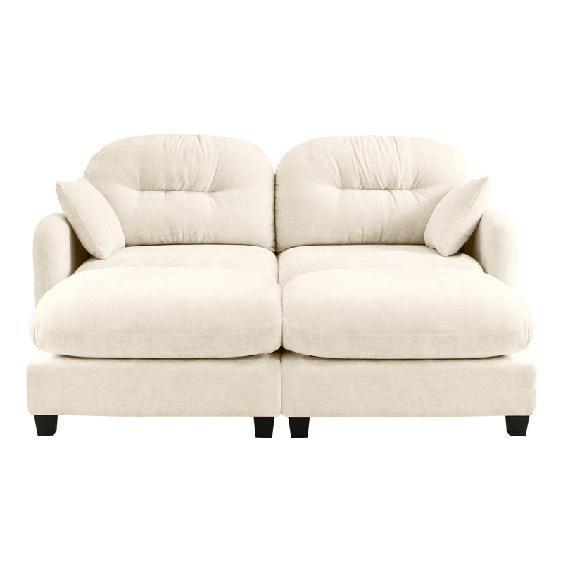Modular Chenille  Sectional Sofa, Beige, 36.6" H x 140" W x 59.5" D