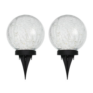 Ensemble de 2 boules solaires imperméables à l'eau solaire - grandes boules solaires - boule de verre craquelée - lumières solaires extérieures - orbes solaires à l'extérieur - décoration d'extérieur pour patio et pelouse