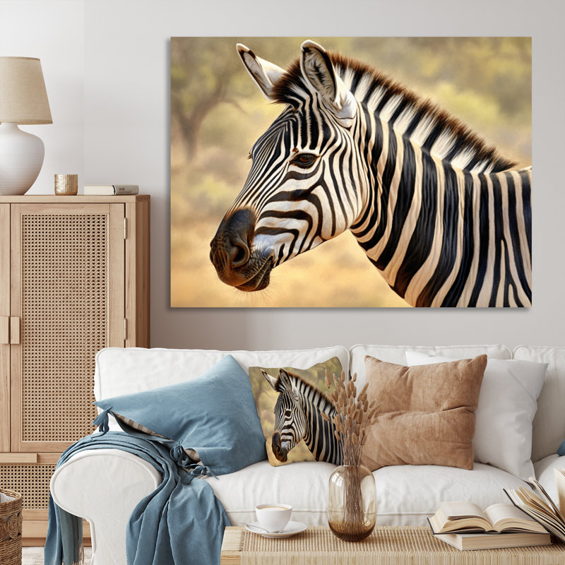 Zèbre africain I sur toile, Toile tendue, H 24 po x l 32 po x P 1 po