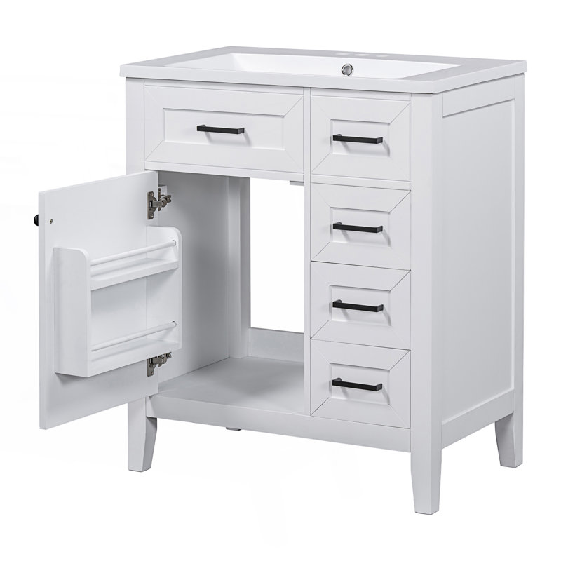 Ensemble de meuble-lavabo avec tiroirs, White
