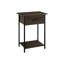 Table d'appoint de 24 po de hauteur avec tiroir - Stratifié chêne foncé et tablette de rangement à finition en métal noir