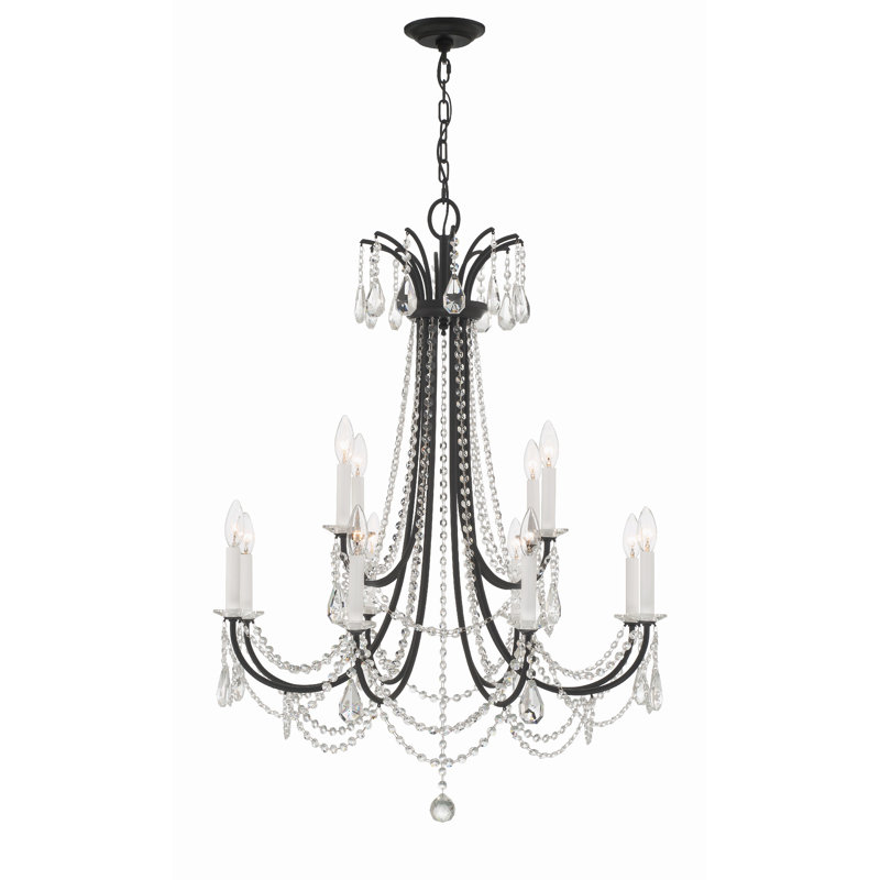 Jafus 12 - Light Dimmable Classic / Traditional Chandelier, Black