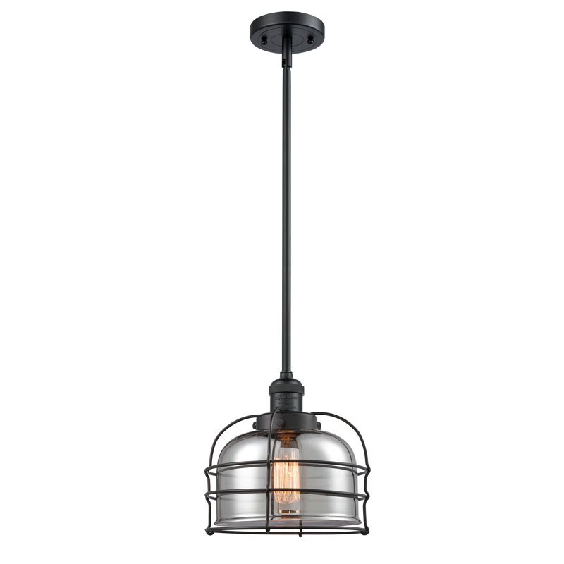 Luminaire suspendu en forme de cloche à 1 lumière Hansford, Ampoule DEL 6 watts Vinage, Plaqué couleur fumée, Noir mat