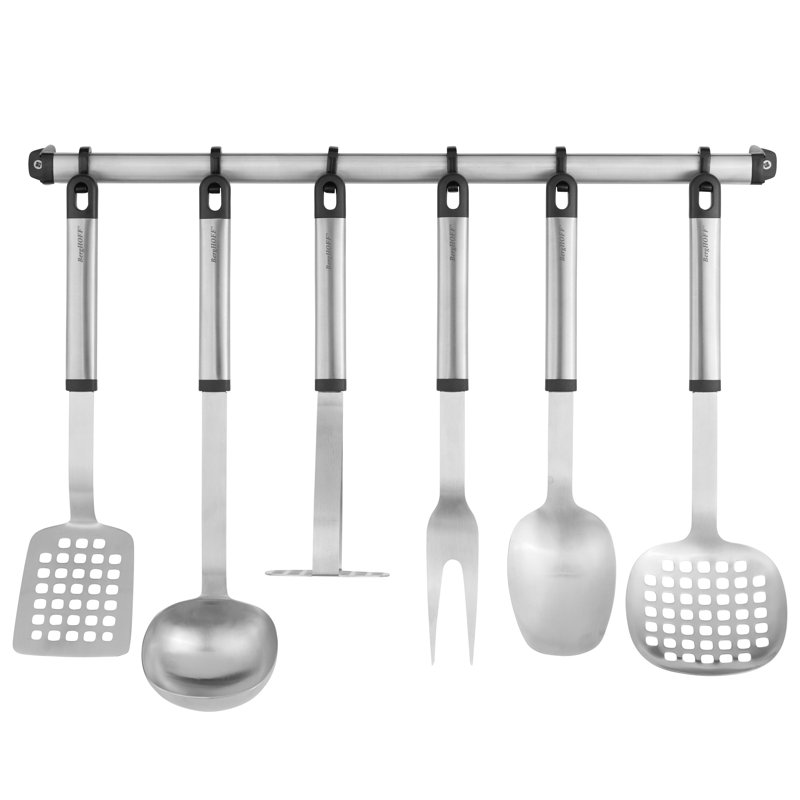 BergHOFF Essentials 8-Piece Stainless Steel Kitchen Tool Set with Racks