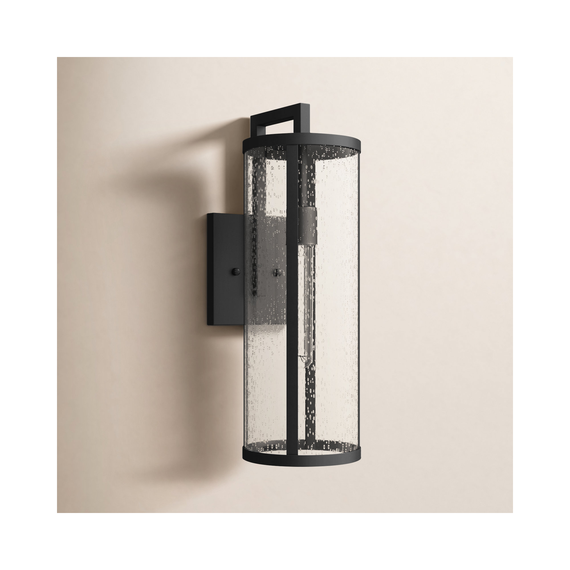 Iriye Single Light Cylinder Outdoor Aluminum Wall Light, 18.00" H x 6.00" W x 8.00" D