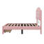 Lit plateforme tapissier simple Raelen avec tête de lit capitonnée, DEL et tiroir-634459222
