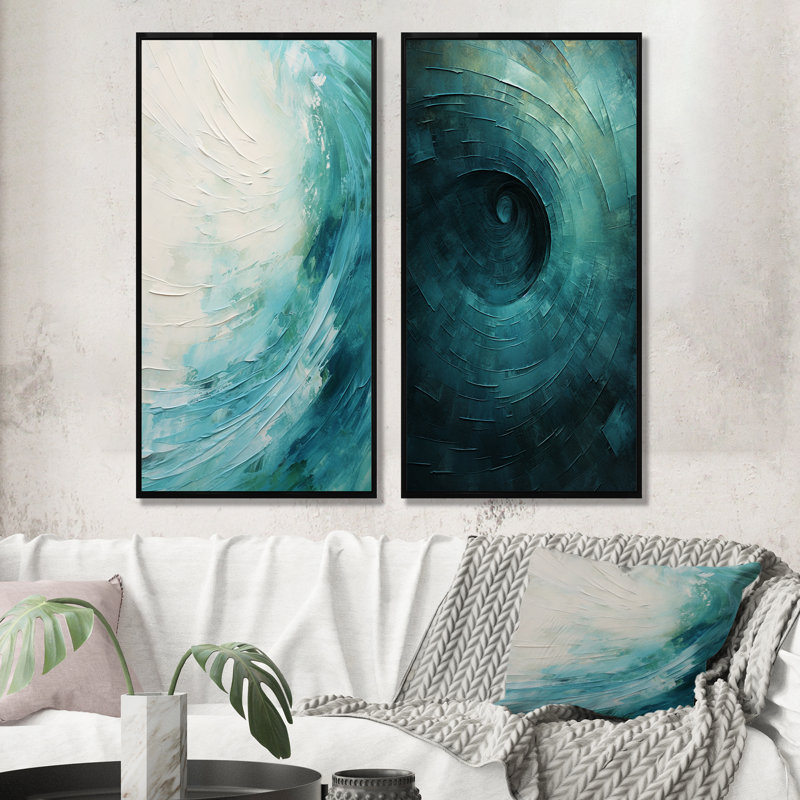 Coleigh - Ensemble de 2 reproductions d'art sur toile, H 32 po x l 33 po, Cadre noir
