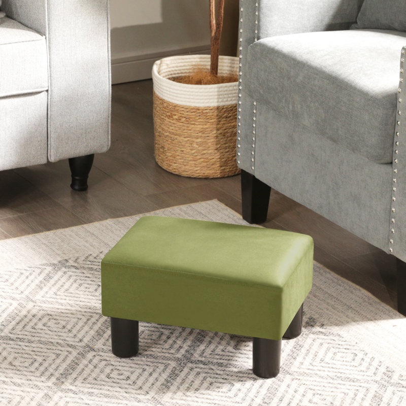Flannel Small Footstool Ottoman For Footrest, Modern Rectangle Step Stool Extra Seating With Non-Skid Plastic Legs For Living Room, Couch, Entryway