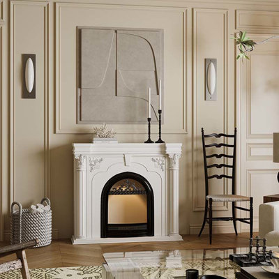 White Manufactured Wood Electric Fireplace