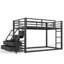 Lit superposé simple en métal noir avec lumières DEL, tablettes de rangement et tiroirs, aucun sommier requis-550634797