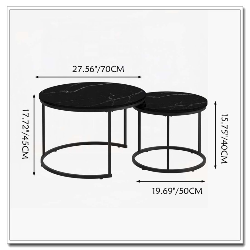 Nesting Coffee Table Set, Wood, Black