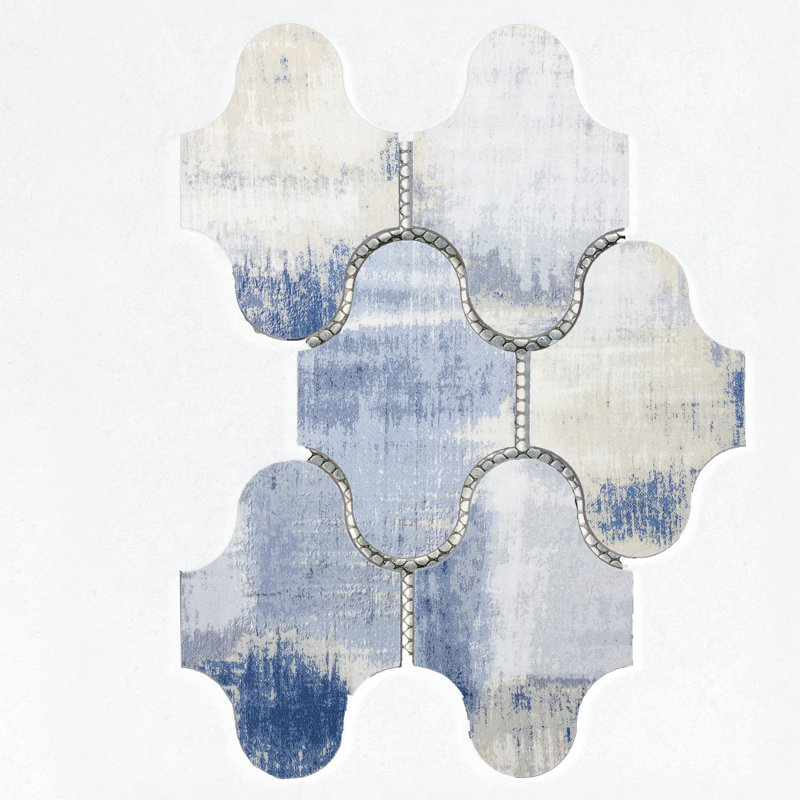 Tuscan Design 4" x 5" Glass Novelty Mosaic Wall Tile, Gray/Blue