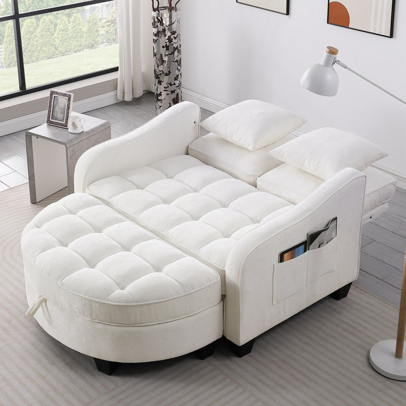 Canapé deux places, méridienne double, Beige