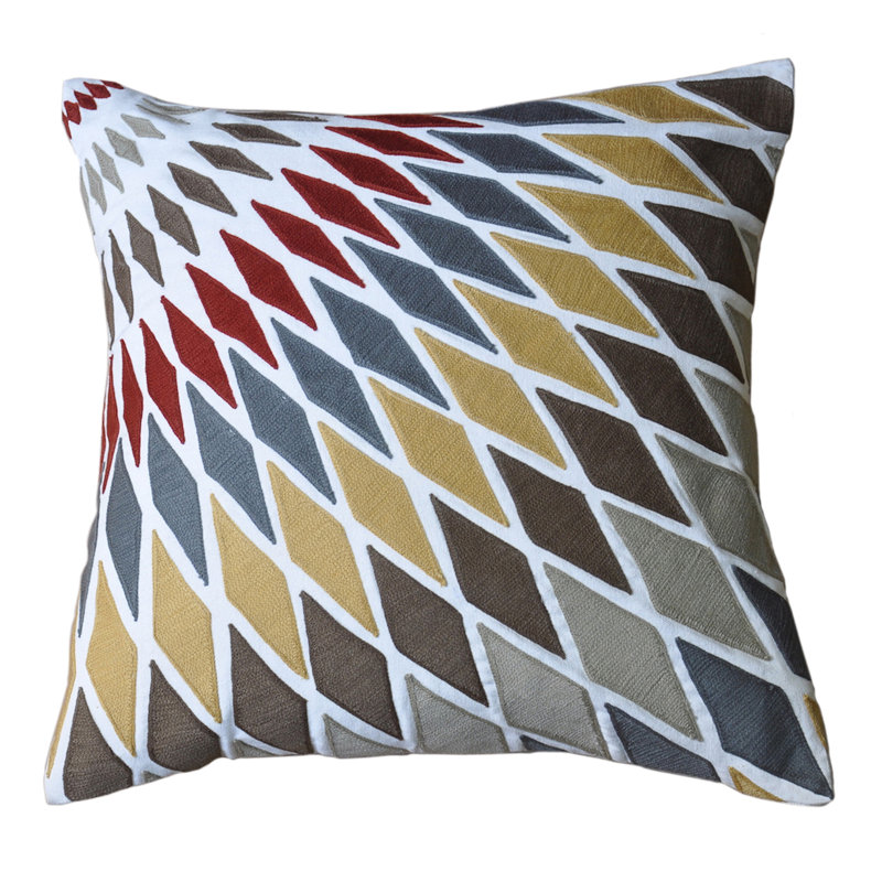 Embroidered Cotton Throw Pillow