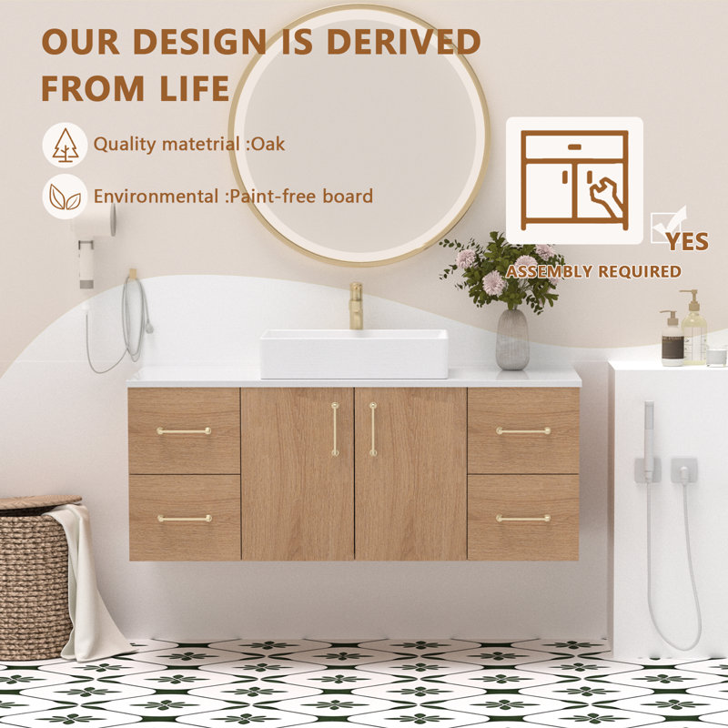 Ensemble de meuble-lavabo flottant simple 48 po avec lavabo 48 po