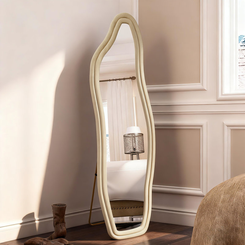 Aleaya Fabric Half-circle Mirror, Gold, 140cm H x 45cm W